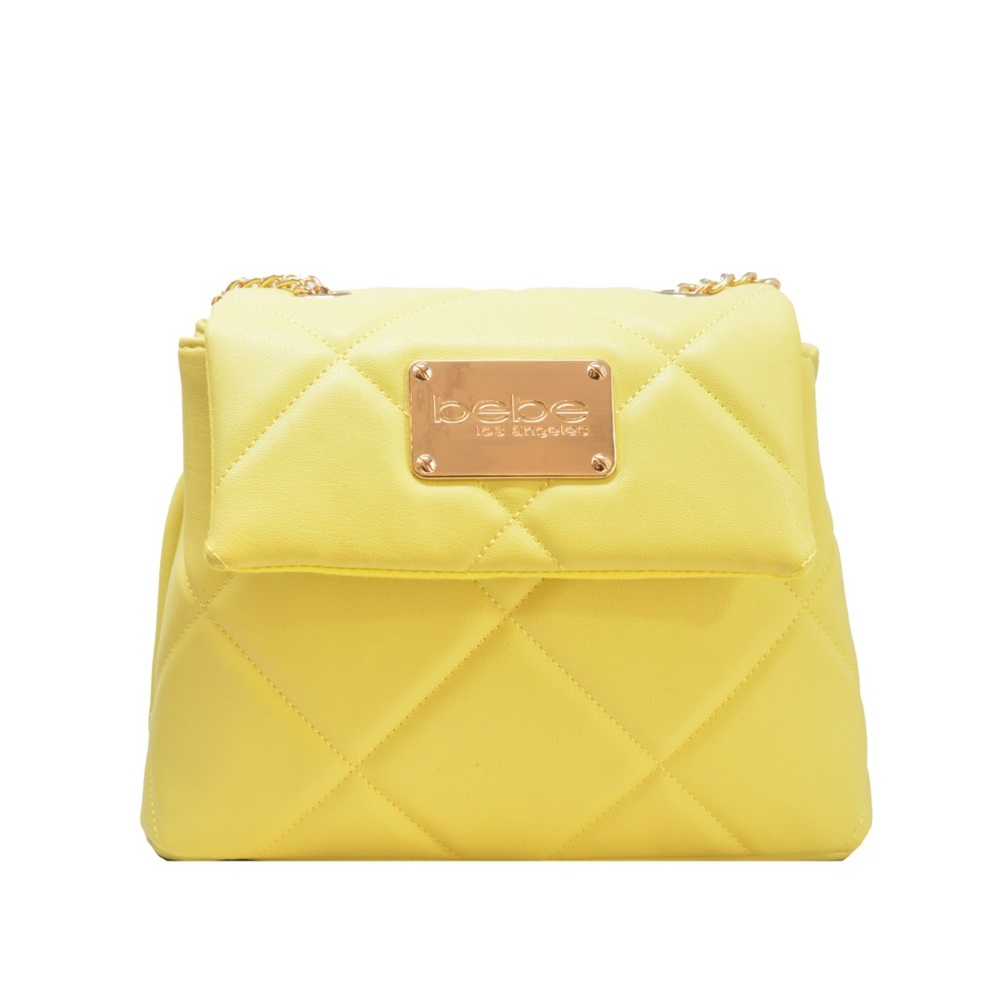 bebe Yellow Quilted Crossbody Bag